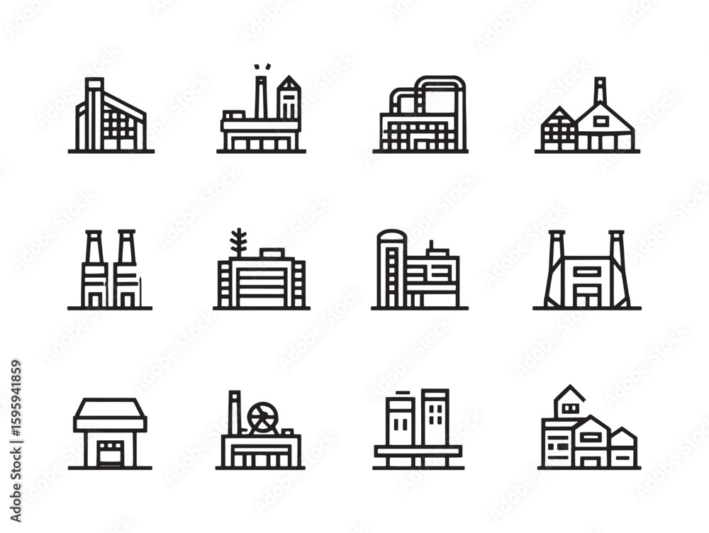 Fototapeta premium Creative Industrial Building Line Art Illustration