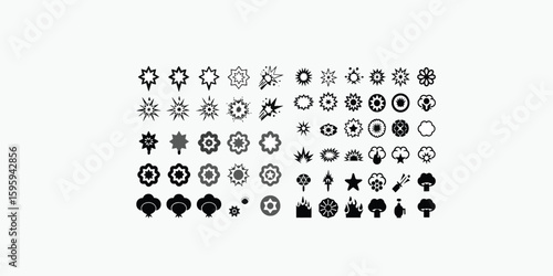 Print   Explosion icon set. Containing explode, bomb, boom, blast, bang, burst and explosive weapon icons. Solid icon collection. Vector illustration.