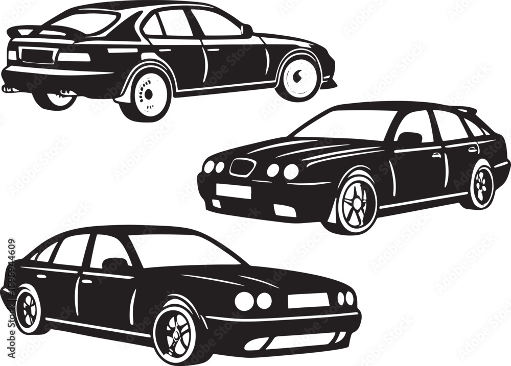 Naklejka premium Car Silhouette Vector ,Black Vehicle Shape for Automotive Logo and Print Design