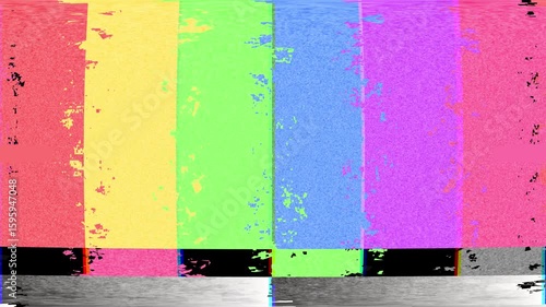 Colorful test pattern with glitch effect, perfect for retro, vintage, or abstract designs.