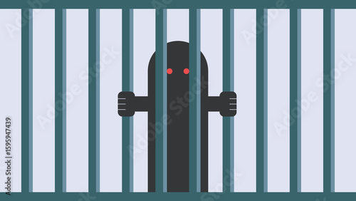 Illustration ghost inside jail unique design
