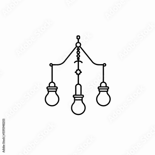 Isolated on white, a set of lamps and a chandelier symbolize the scales of justice, balancing light and wealth