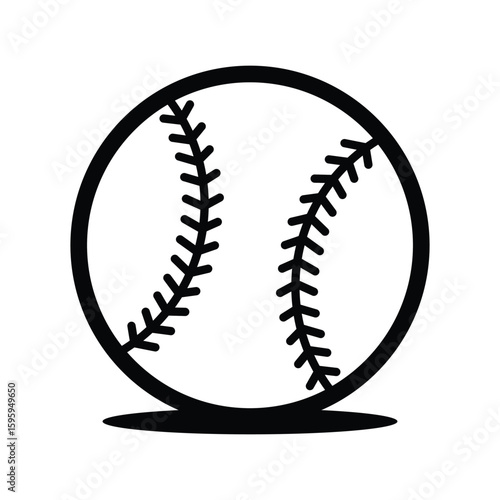 Minimalist Baseball Ball Icon, Clean Vector Sports Element