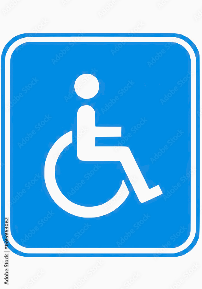 Accessible parking sign vector, blue wheelchair symbol for disabled access. Accessible parking sign vector, blue wheelchair symbol for disabled access.