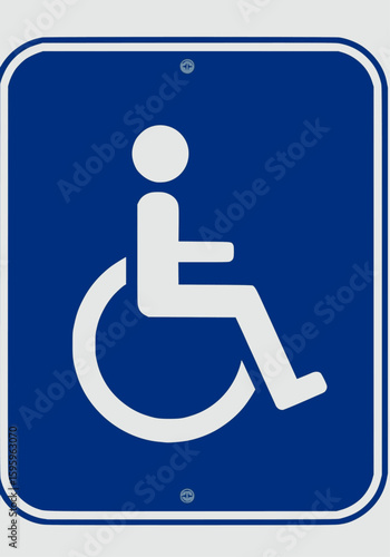 Accessible parking sign vector, blue wheelchair symbol for disabled access.