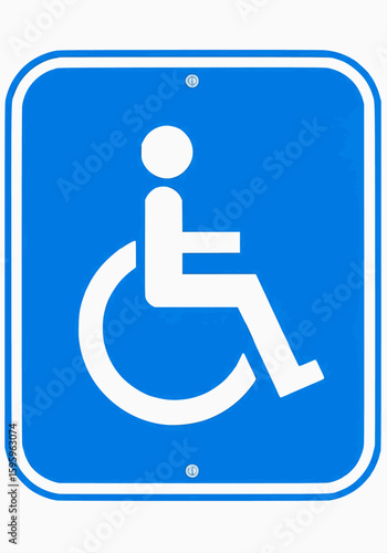 Accessible parking sign vector, blue wheelchair symbol for disabled access.