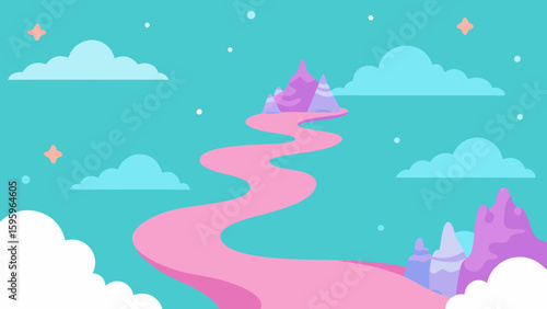 enchanted sky river flowing through floating pastures