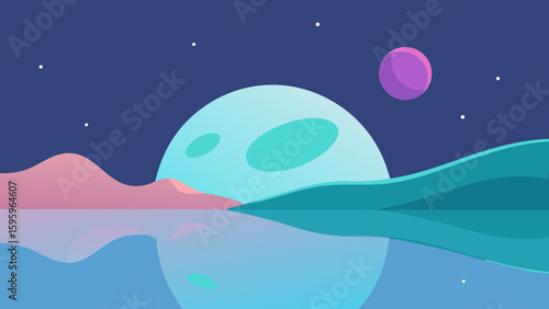 dreamlike hillscape with minimal flat water and overcast