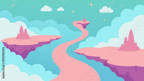enchanted sky river flowing through floating pastures