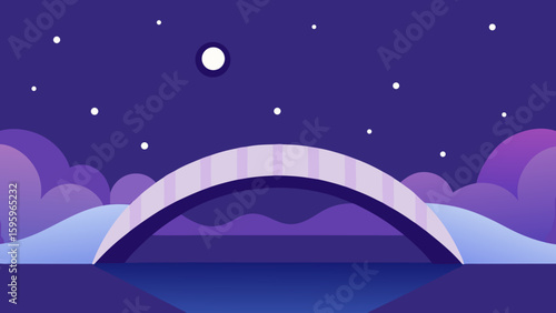 surreal dream bridge crossing a river of stars under sky