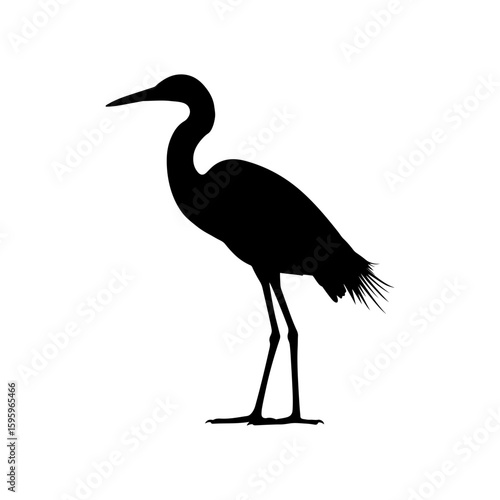 Great white egret silhouette vector flat illustration design.