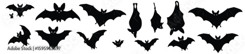 Spooky Bats Silhouette: A collection of stylized black bats create an eerie and captivating display, perfectly embodying the essence of Halloween.