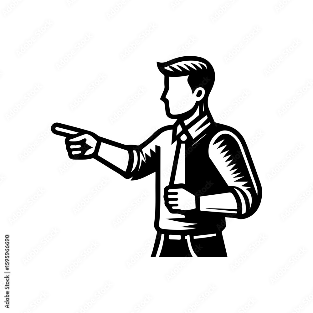 vector illustration A team leader pointing forward, giving direction vector illustration A team leader pointing forward, giving direction