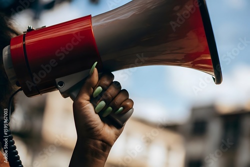Announcement through a megaphone