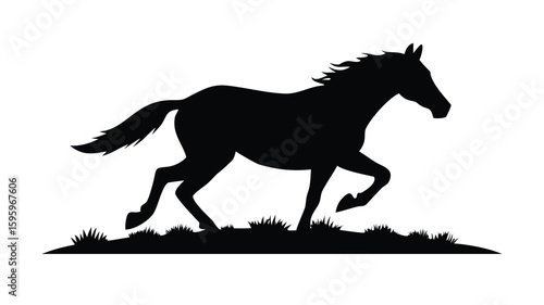 Silhouette of a running horse in black

