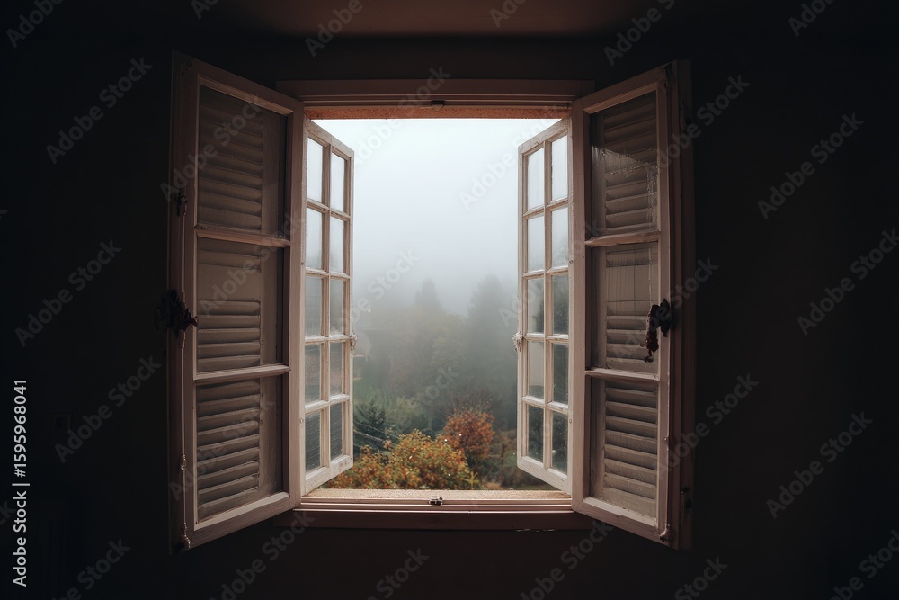 Fototapeta premium Open window, misty view