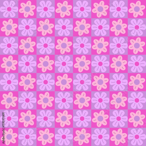 seamless pattern with pink flowers