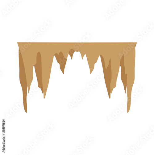 Stalactites or stalagmites. Cave limestone rocks. Natural geology formations. Vector illustration