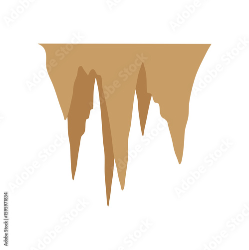 Stalactites or stalagmites. Cave limestone rocks. Natural geology formations. Vector illustration