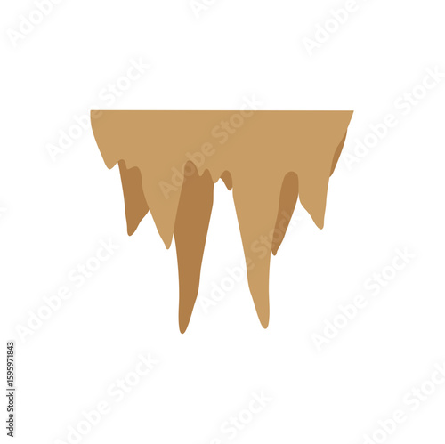 Stalactites or stalagmites. Cave limestone rocks. Natural geology formations. Vector illustration