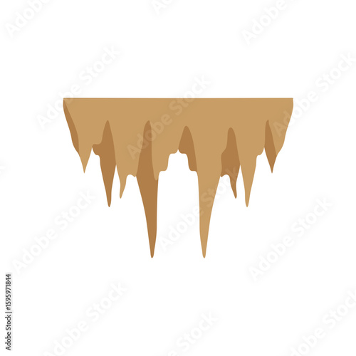 Stalactites or stalagmites. Cave limestone rocks. Natural geology formations. Vector illustration