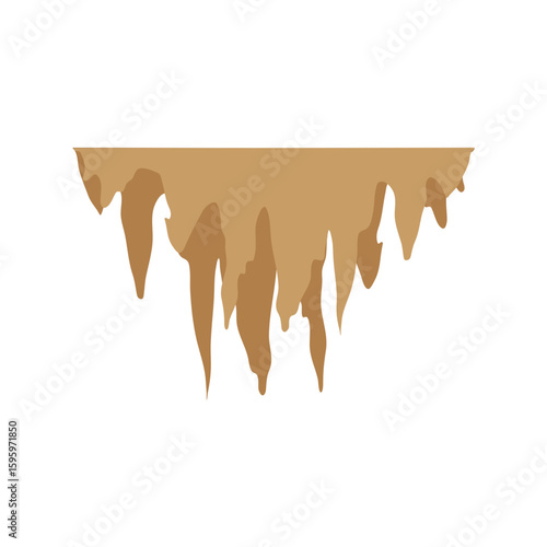 Stalactites or stalagmites. Cave limestone rocks. Natural geology formations. Vector illustration