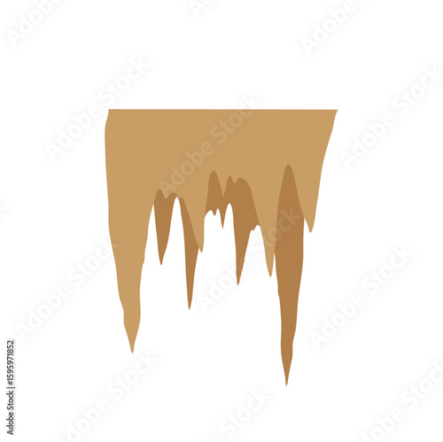 Stalactites or stalagmites. Cave limestone rocks. Natural geology formations. Vector illustration
