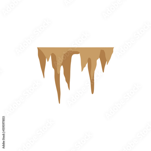 Stalactites or stalagmites. Cave limestone rocks. Natural geology formations. Vector illustration