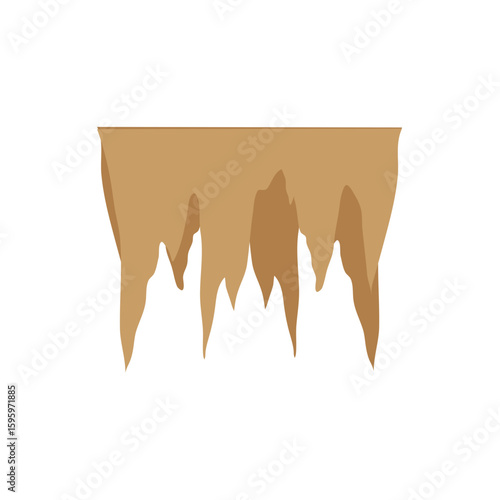 Stalactites or stalagmites. Cave limestone rocks. Natural geology formations. Vector illustration