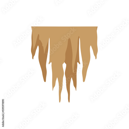 Stalactites or stalagmites. Cave limestone rocks. Natural geology formations. Vector illustration