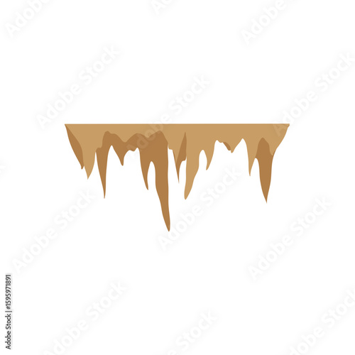 Stalactites or stalagmites. Cave limestone rocks. Natural geology formations. Vector illustration