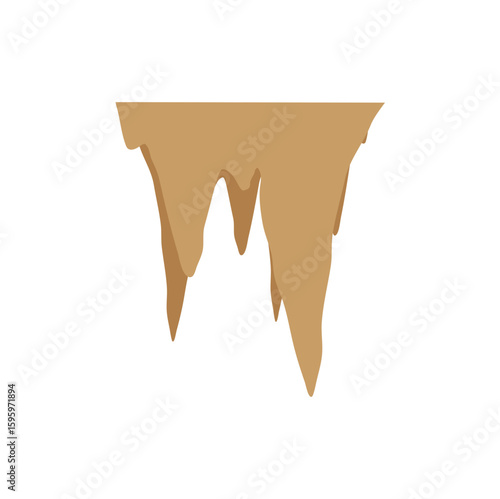 Stalactites or stalagmites. Cave limestone rocks. Natural geology formations. Vector illustration