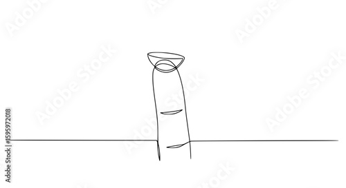 Single-line contour vector of a rigid orthokeratology lens on a finger raised upwards