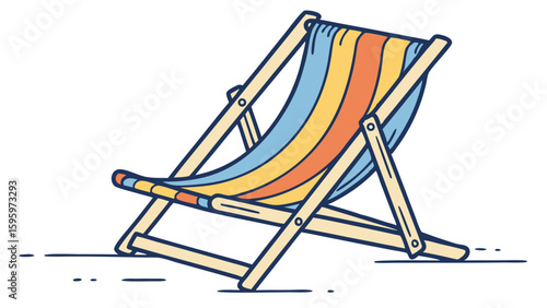 Colorful Striped Beach Lounger Illustration.