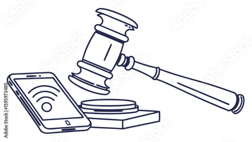 Digital Law Gavel and Smartphone Representing Legal Technology.