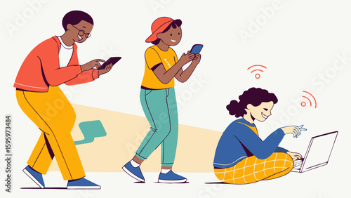 Diverse Individuals Engaging in Digital Activities.