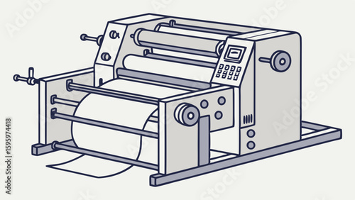 Industrial RollFed Printing Machine Illustration.