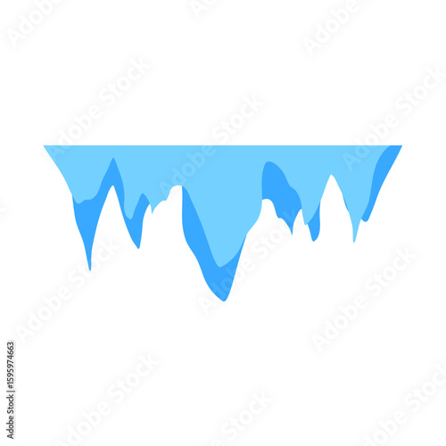 Cave stalactites and stalagmites crystal ice. Vector illustration 