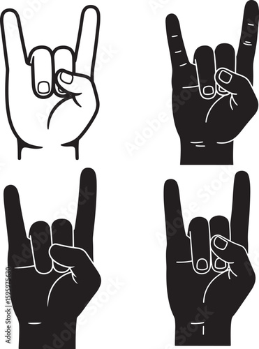 Rock on hand gesture silhouette