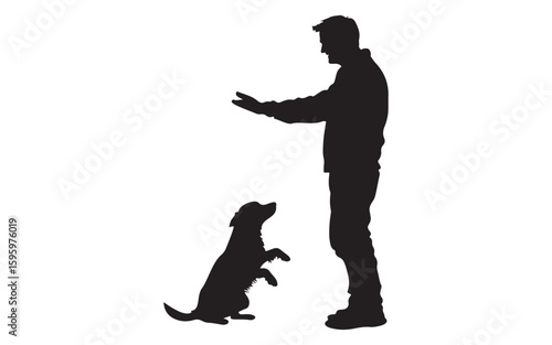 silhouette of a man with his dog