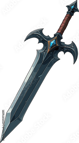 ファンタジーなかっこいい両刃の剣のイラスト