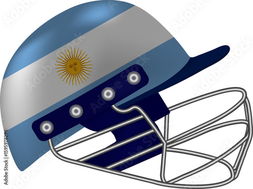 Argentina Flag Cricket Helmet Vector - Argentinian National Team Sports Graphic
