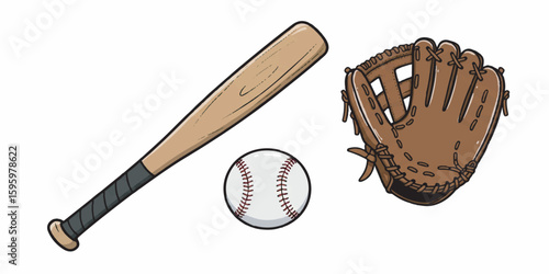 Baseball Equipment Vector Illustration with Clean Design