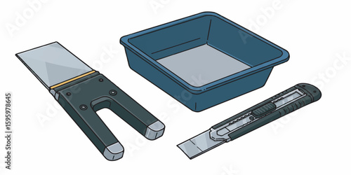 Drywall Tools Vector Illustration in Flat Style