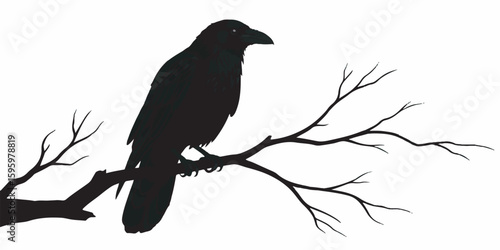 Crow Silhouette Vector in Minimal Gothic Style