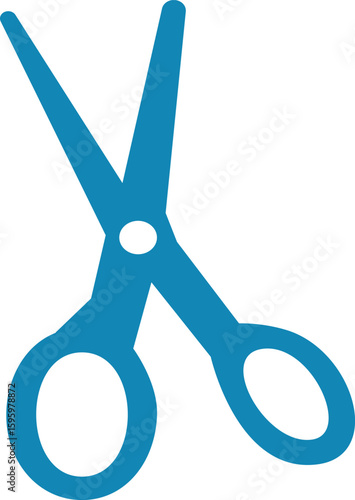 Modern flat vector illustration of scissors with clean lines and minimalist style. Perfect for representing barbershops, hair salons, tailoring, crafting, school supplies, medical tools, and office eq