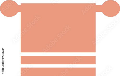 Clean and modern flat vector illustration of a towel hanging on a bar. Ideal for bathroom design themes, spa branding, home organization, hygiene products, cleaning apps, hotel services, and lifestyle
