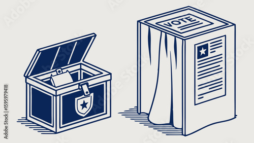 Voting Box and Booth Illustration for Election Day.