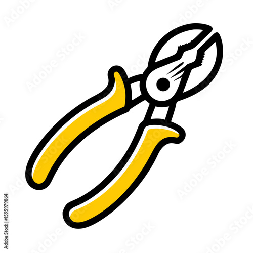 Wire cutter with yellow grips on a white background  