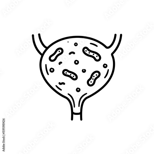 UTI Bladder with Bacteria for Urinary Tract Infection Illustration